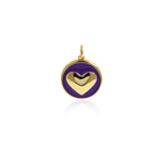 18K Gold Filled Round Enamel Heart Charm Necklace-CZ Heart Pendant-DIY Jewelry Making    18mm