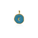 Fashion Enamel Moon Round Disc Pendant-Suitable For Making Bracelets And Necklaces    18.5x14mm