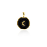 Fashion Enamel Moon Round Disc Pendant-Suitable For Making Bracelets And Necklaces    18.5x14mm