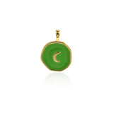 Fashion Enamel Moon Round Disc Pendant-Suitable For Making Bracelets And Necklaces    18.5x14mm