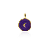 Fashion Enamel Moon Round Disc Pendant-Suitable For Making Bracelets And Necklaces    18.5x14mm