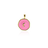 Fashion Enamel Moon Round Disc Pendant-Suitable For Making Bracelets And Necklaces    18.5x14mm