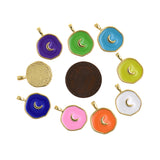 Fashion Enamel Moon Round Disc Pendant-Suitable For Making Bracelets And Necklaces    18.5x14mm