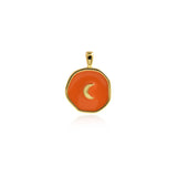 Fashion Enamel Moon Round Disc Pendant-Suitable For Making Bracelets And Necklaces    18.5x14mm