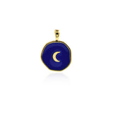 Fashion Enamel Moon Round Disc Pendant-Suitable For Making Bracelets And Necklaces    18.5x14mm