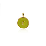 Fashion Enamel Moon Round Disc Pendant-Suitable For Making Bracelets And Necklaces    18.5x14mm