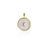 Fashion Enamel Moon Round Disc Pendant-Suitable For Making Bracelets And Necklaces    18.5x14mm