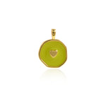 Geometric Disc Enamel Heart Pendant-Suitable For Making Bracelets And Necklaces   18.5x14mm