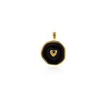 Geometric Disc Enamel Heart Pendant-Suitable For Making Bracelets And Necklaces   18.5x14mm