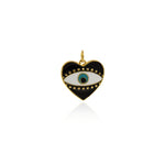 Heart Shaped Evil Eye Pendant-Cubic Zirconia Evil Eye Charm-Suitable for Necklace Bracelet Earring Charm Supply Jewelry   18x17.5mm