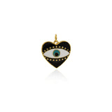 Heart Shaped Evil Eye Pendant-Cubic Zirconia Evil Eye Charm-Suitable for Necklace Bracelet Earring Charm Supply Jewelry   18x17.5mm