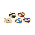 Heart Shaped Evil Eye Pendant-Cubic Zirconia Evil Eye Charm-Suitable for Necklace Bracelet Earring Charm Supply Jewelry   18x17.5mm