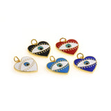 Heart Shaped Evil Eye Pendant-Cubic Zirconia Evil Eye Charm-Suitable for Necklace Bracelet Earring Charm Supply Jewelry   18x17.5mm