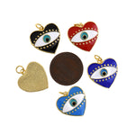 Heart Shaped Evil Eye Pendant-Cubic Zirconia Evil Eye Charm-Suitable for Necklace Bracelet Earring Charm Supply Jewelry   18x17.5mm