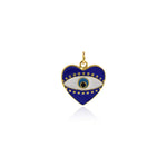 Heart Shaped Evil Eye Pendant-Cubic Zirconia Evil Eye Charm-Suitable for Necklace Bracelet Earring Charm Supply Jewelry   18x17.5mm