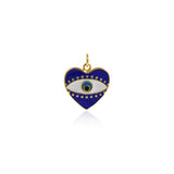 Heart Shaped Evil Eye Pendant-Cubic Zirconia Evil Eye Charm-Suitable for Necklace Bracelet Earring Charm Supply Jewelry   18x17.5mm