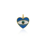 Heart Shaped Evil Eye Pendant-Cubic Zirconia Evil Eye Charm-Suitable for Necklace Bracelet Earring Charm Supply Jewelry   18x17.5mm