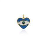 Heart Shaped Evil Eye Pendant-Cubic Zirconia Evil Eye Charm-Suitable for Necklace Bracelet Earring Charm Supply Jewelry   18x17.5mm