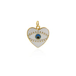 Heart Shaped Evil Eye Pendant-Cubic Zirconia Evil Eye Charm-Suitable for Necklace Bracelet Earring Charm Supply Jewelry   18x17.5mm