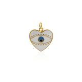 Heart Shaped Evil Eye Pendant-Cubic Zirconia Evil Eye Charm-Suitable for Necklace Bracelet Earring Charm Supply Jewelry   18x17.5mm