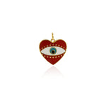 Heart Shaped Evil Eye Pendant-Cubic Zirconia Evil Eye Charm-Suitable for Necklace Bracelet Earring Charm Supply Jewelry   18x17.5mm