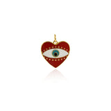 Heart Shaped Evil Eye Pendant-Cubic Zirconia Evil Eye Charm-Suitable for Necklace Bracelet Earring Charm Supply Jewelry   18x17.5mm