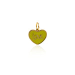 Heart-Shaped Enamel Pendant, Heart-Shaped Necklace, LOVE Text Pendant, 18K Gold Filled Heart-Shaped Enamel Necklace   14x12mm