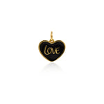 Heart-Shaped Enamel Pendant, Heart-Shaped Necklace, LOVE Text Pendant, 18K Gold Filled Heart-Shaped Enamel Necklace   14x12mm
