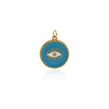 Round Eye Pendant, Gold Single Eye Pendant Necklace, CZ Round Coin Medal Charm, Suitable For Jewelry Making    19mm