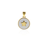 Round Enamel Star Pendant-Celestial Jewelry Pendant-Suitable for DIY Jewelry Making    15mm