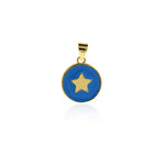 Round Enamel Star Pendant-Celestial Jewelry Pendant-Suitable for DIY Jewelry Making    15mm