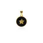 Round Enamel Star Pendant-Celestial Jewelry Pendant-Suitable for DIY Jewelry Making    15mm
