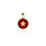Round Enamel Star Pendant-Celestial Jewelry Pendant-Suitable for DIY Jewelry Making    15mm
