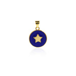 Round Enamel Star Pendant-Celestial Jewelry Pendant-Suitable for DIY Jewelry Making    15mm
