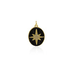 Oval Enamel Polaris Pendant-Delicate Micropavé Polaris Celestial Pendant   22x16.5mm