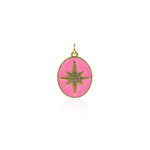 Oval Enamel Polaris Pendant-Delicate Micropavé Polaris Celestial Pendant   22x16.5mm