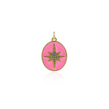 Oval Enamel Polaris Pendant-Delicate Micropavé Polaris Celestial Pendant   22x16.5mm