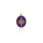 Oval Enamel Polaris Pendant-Delicate Micropavé Polaris Celestial Pendant   22x16.5mm