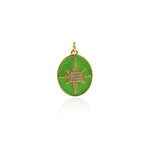 Oval Enamel Polaris Pendant-Delicate Micropavé Polaris Celestial Pendant   22x16.5mm