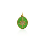 Oval Enamel Polaris Pendant-Delicate Micropavé Polaris Celestial Pendant   22x16.5mm