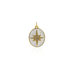 Oval Enamel Polaris Pendant-Delicate Micropavé Polaris Celestial Pendant   22x16.5mm