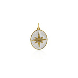 Oval Enamel Polaris Pendant-Delicate Micropavé Polaris Celestial Pendant   22x16.5mm