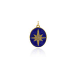 Oval Enamel Polaris Pendant-Delicate Micropavé Polaris Celestial Pendant   22x16.5mm