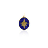 Oval Enamel Polaris Pendant-Delicate Micropavé Polaris Celestial Pendant   22x16.5mm