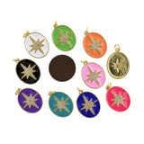 Oval Enamel Polaris Pendant-Delicate Micropavé Polaris Celestial Pendant   22x16.5mm