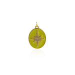 Oval Enamel Polaris Pendant-Delicate Micropavé Polaris Celestial Pendant   22x16.5mm