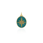Oval Enamel Polaris Pendant-Delicate Micropavé Polaris Celestial Pendant   22x16.5mm