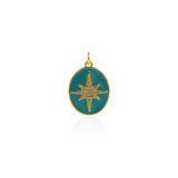 Oval Enamel Polaris Pendant-Delicate Micropavé Polaris Celestial Pendant   22x16.5mm