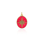 Oval Enamel Polaris Pendant-Delicate Micropavé Polaris Celestial Pendant   22x16.5mm