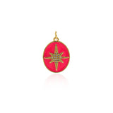Oval Enamel Polaris Pendant-Delicate Micropavé Polaris Celestial Pendant   22x16.5mm